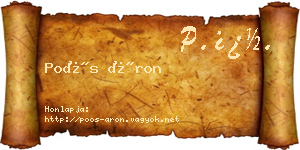 Poós Áron névjegykártya